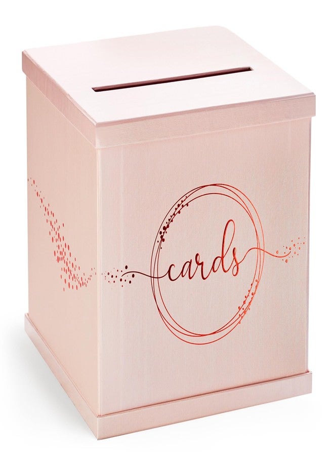 Hayley Cherie Pink Rose Gold Card Box for Party, Large 10” Gift Card Box Birthday, Bridal & Baby Shower, Wedding Reception, Graduation, Sweet 16, Quinceanera, Anniversary, Envelope Holder with Slot, Money Basket - Image 1